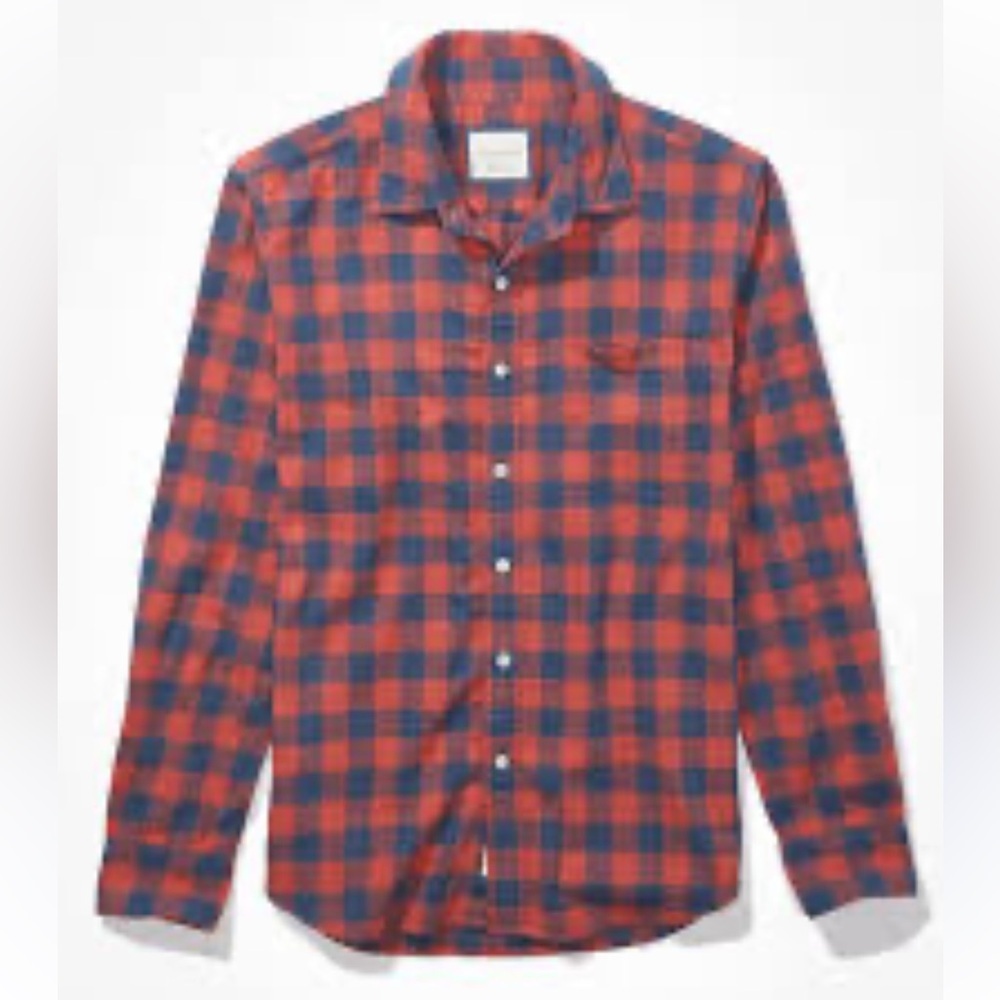 American Eagle button down Checkered Shirt size small red blue cotton NWT